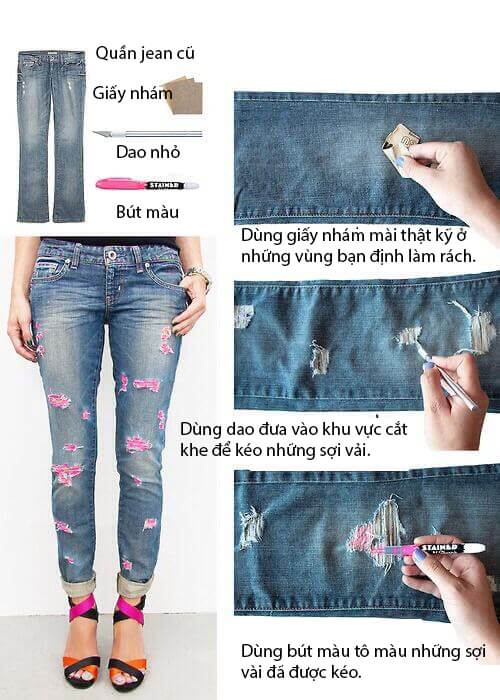 Biến chiếc quần jeans cũ thành những kiểu quần áo mới cực "chất" 10