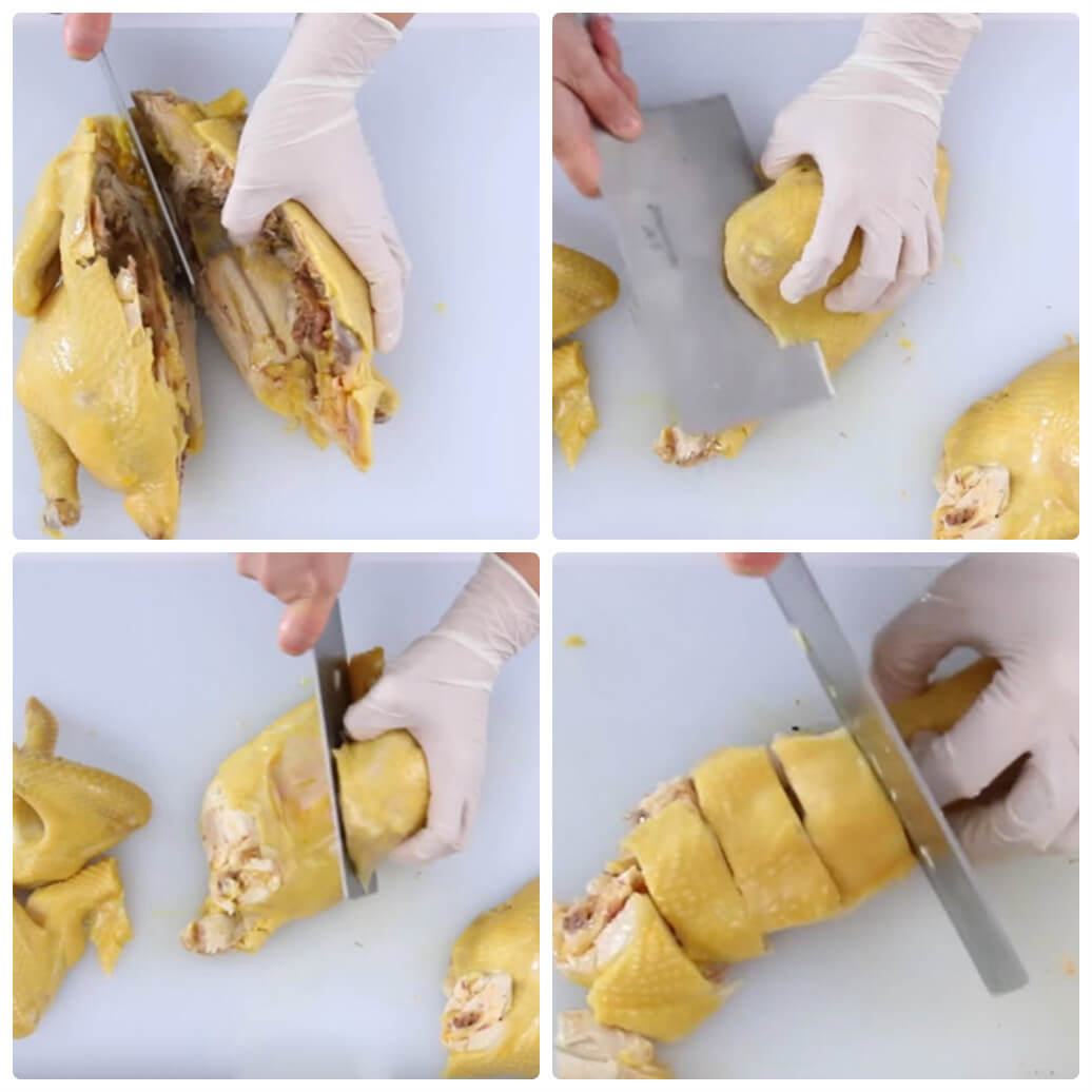 Cách nấu bánh canh gà thơm ngon - chặt gà
