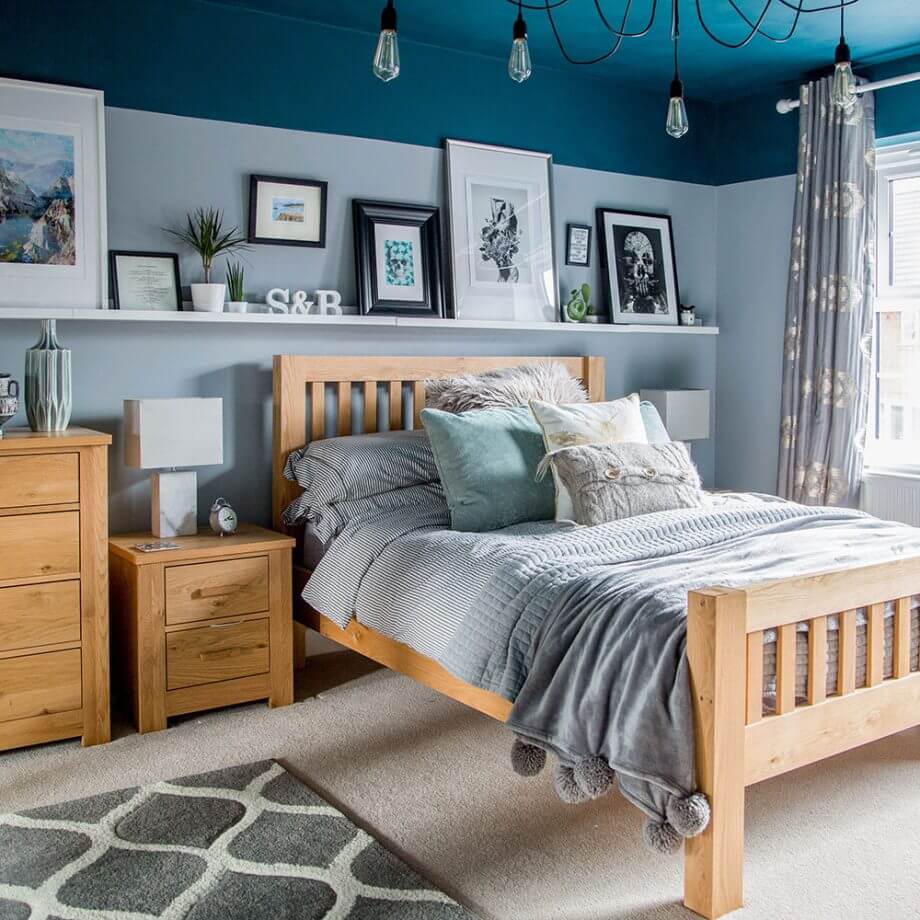 trang trí phòng ngủ màu xanh dương 1