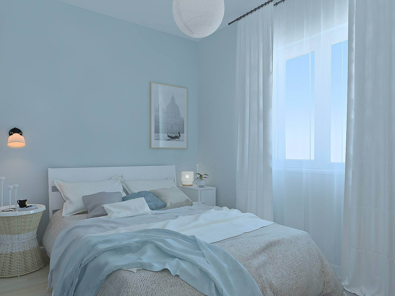trang trí phòng ngủ màu xanh dương 7
