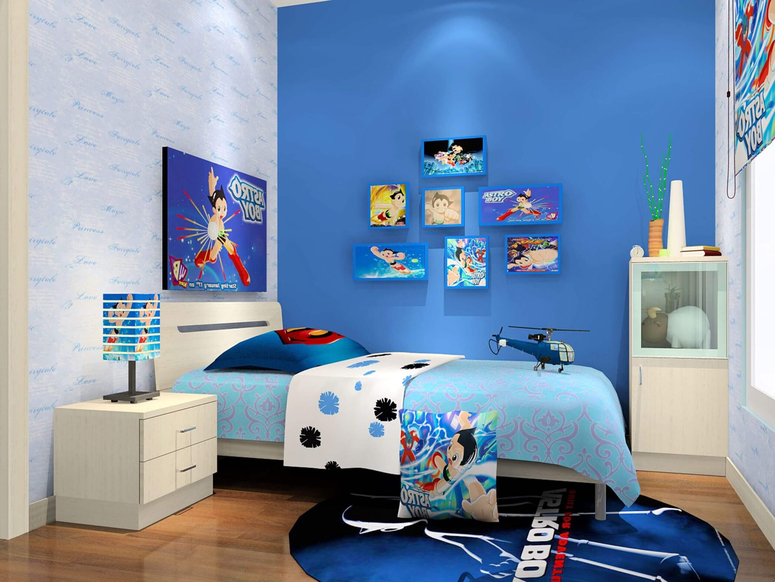 phòng ngủ xanh dương cho con trai