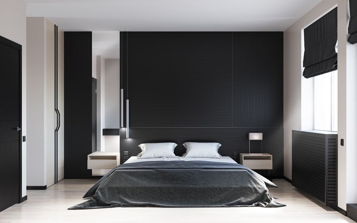 15+ Ý tưởng thiết kế phòng ngủ đen trắng cho người thích sự tối giản 15