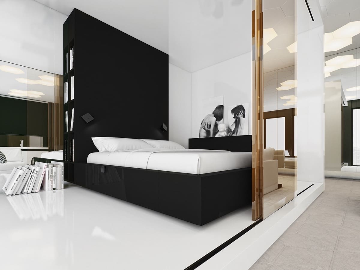 15+ Ý tưởng thiết kế phòng ngủ đen trắng cho người thích sự tối giản 24