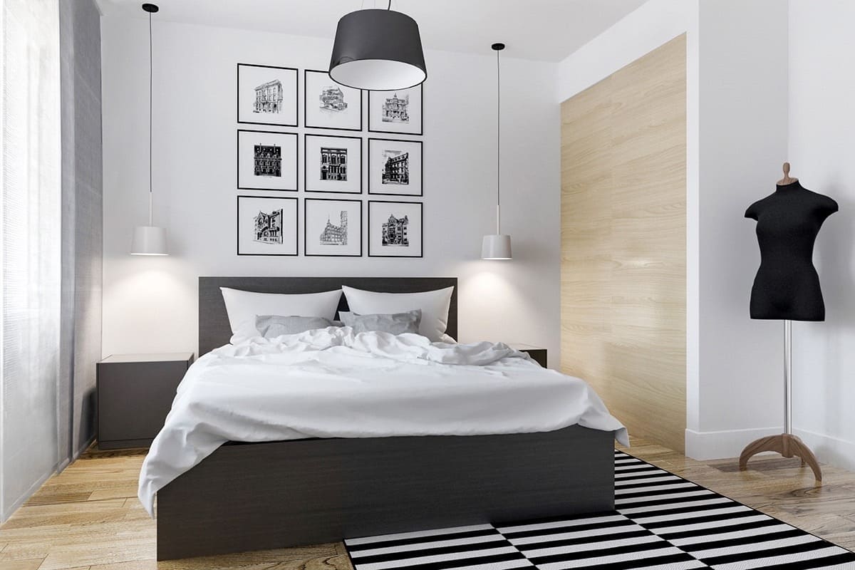 15+ Ý tưởng thiết kế phòng ngủ đen trắng cho người thích sự tối giản 18