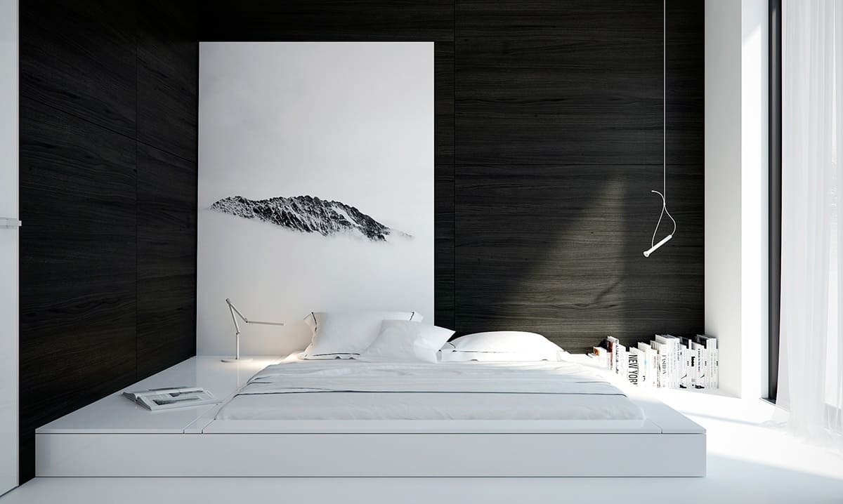 15+ Ý tưởng thiết kế phòng ngủ đen trắng cho người thích sự tối giản 20