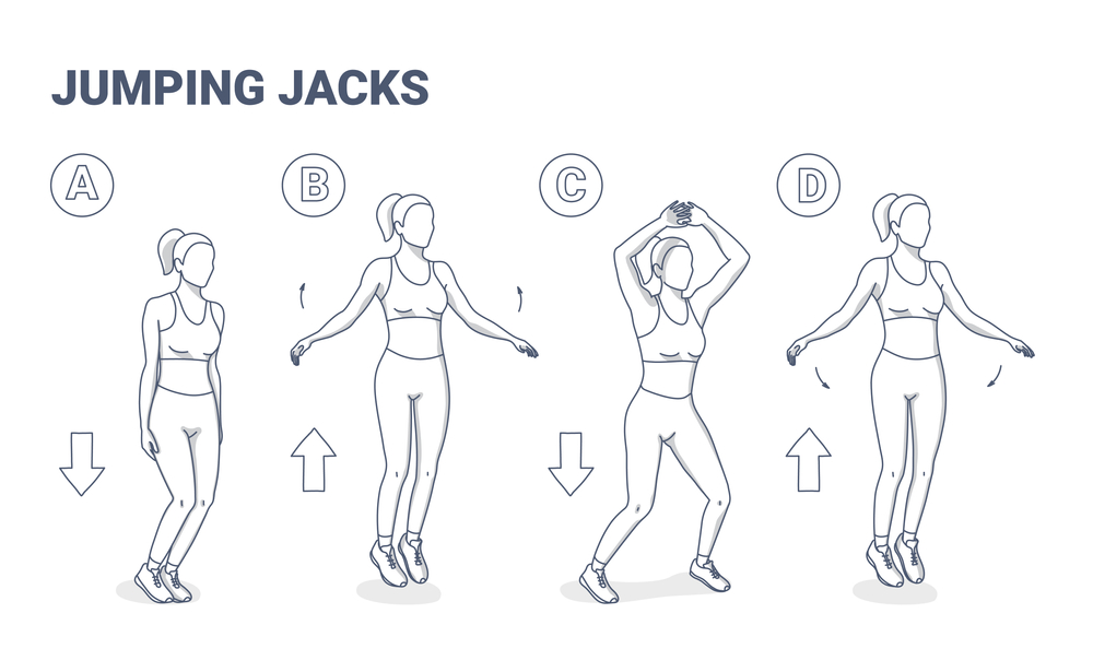 tập thể dục giảm cân là bài tập Jumping Jacks